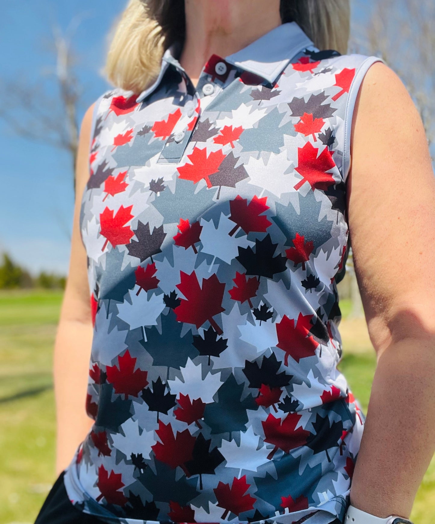 Canada EH? Sleeveless polos-4