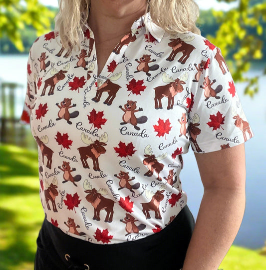 Clearance Regular fit, Canada EH? Women's Sleeved Polos-0